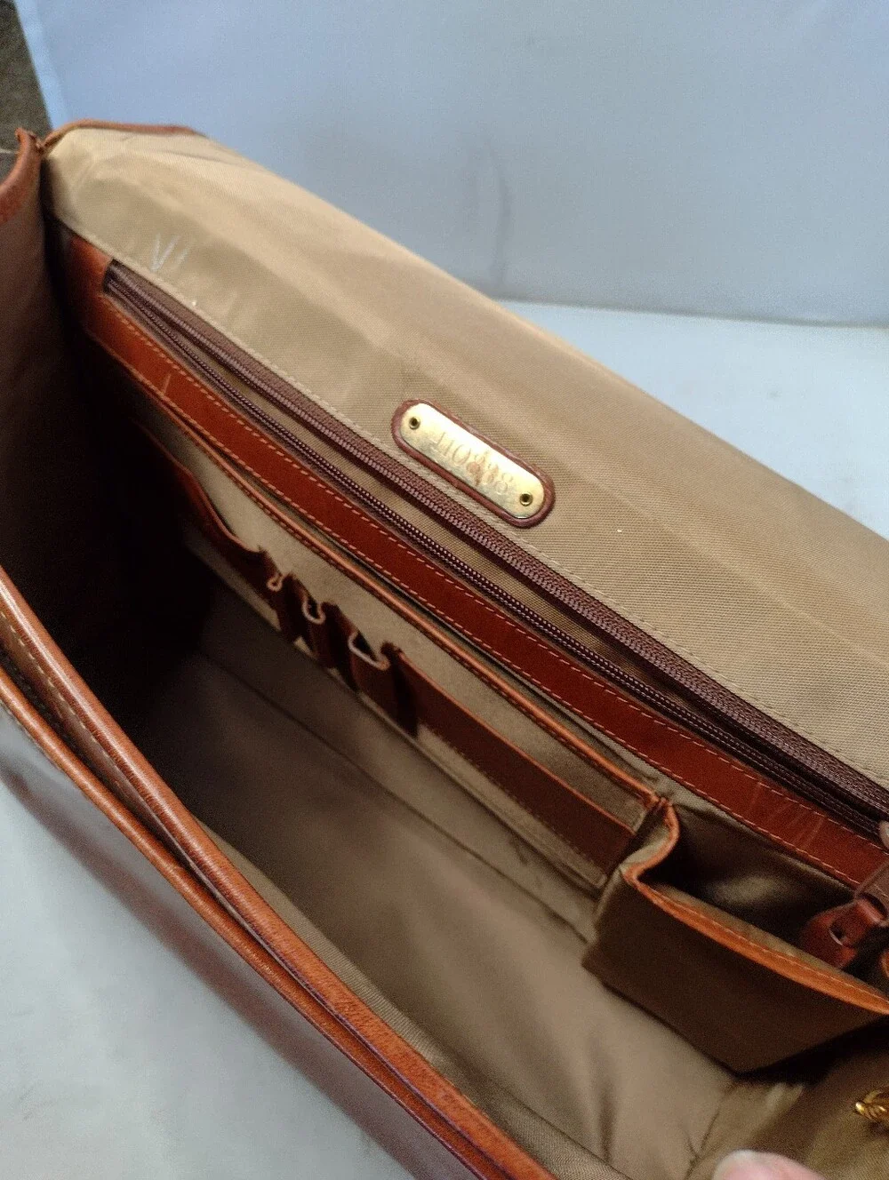 Vintage Hartmann Lombardo Woven Leather Gentlemen’s Briefcase Bag Brown Tan